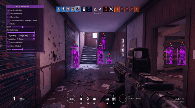 Rainbow Six Siege operator ESP showing enemy positions and gadgets